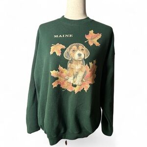 Green 'Maine' Puppy Graphic Sweatshirt